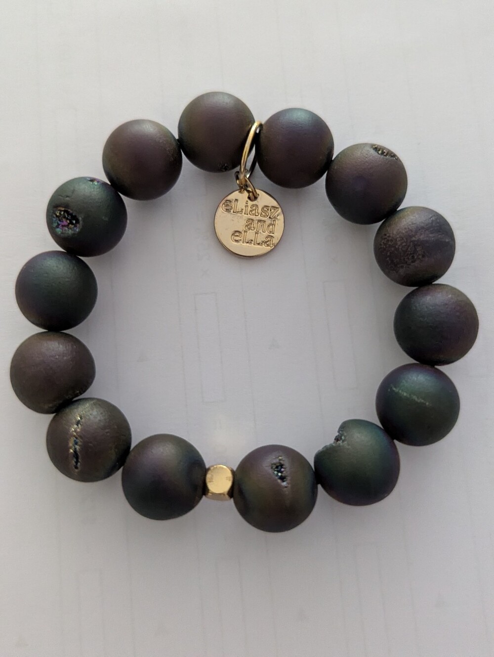 Matte Iridescent Black Druzy Stretch Bracelet